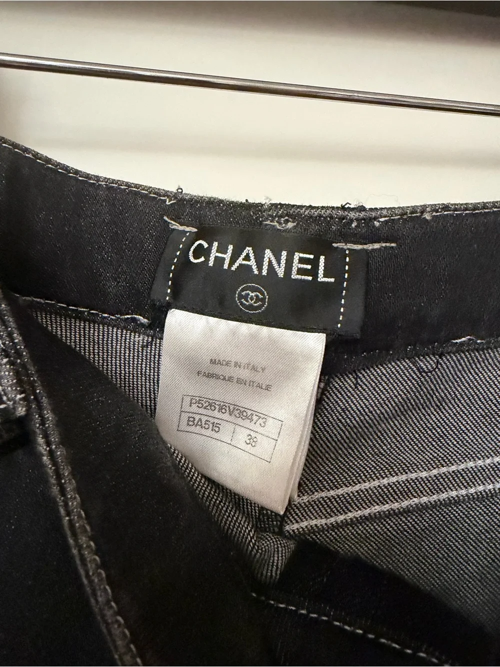Chanel Black Women's Jeans with Lace Hem size 0 / 34 REVIEW DESCRIPTION!